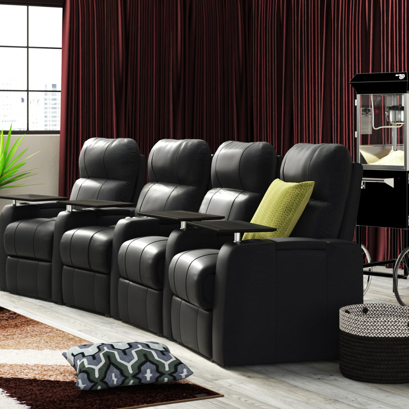 Latitude Run® Leather Home Theater Row Seating (Row of 4